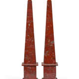 A PAIR OF LARGE RED MARBLE OBELISKS - photo 2