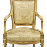 A SET OF FIVE LOUIS XVI GILT WALNUT FAUTEUILS - photo 4