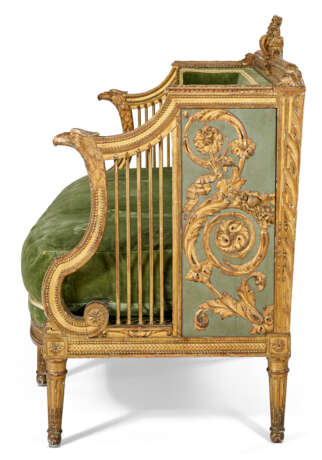 A FRENCH GILTWOOD AND GRAY-PAINTED CANAPE - фото 2
