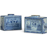 TWO DUTCH DELFT BLUE AND WHITE TEACADDIES - photo 1