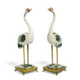 A PAIR OF CLOISONNE ENAMEL CRANES ON ORMOLU STANDS - photo 2