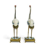A PAIR OF CLOISONNE ENAMEL CRANES ON ORMOLU STANDS - photo 7