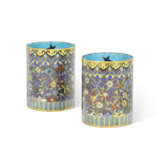 A PAIR OF CHINESE CLOISONNE ENAMEL 'BIRD AND FLOWER' BRUSHPOTS, BITONG - photo 1