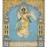 A RARE AND IMPORTANT IMPERIAL PARCEL-GILT SILVER AND ENAMEL ICON OF ARCHANGEL MICHAEL - photo 1