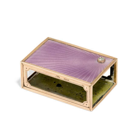 A JEWELLED AND GUILLOCHÉ ENAMEL GOLD-MOUNTED MATCH-BOX HOLDER - Foto 1 A JEWELLED AND GUILLOCHÉ ENAMEL GOLD-MOUNTED MATCH-BOX HOLDER - Foto 1