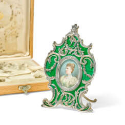 A SILVER-GILT AND GUILLOCH&#201; ENAMEL PHOTOGRAPH FRAME