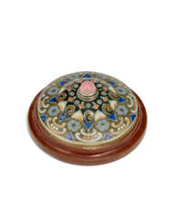 A GEM-SET CLOISONN&#201; ENAMEL SILVER BELL-PUSH
