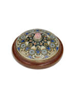 Enamel. A GEM-SET CLOISONN&#201; ENAMEL SILVER BELL-PUSH