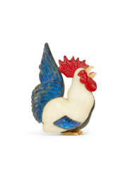 A RARE JEWELLED AND GOLD-MOUNTED HARDSTONE MODEL OF A COCKEREL