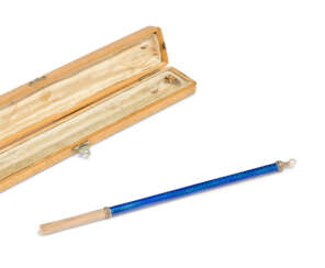 A JEWELLED GUILLOCH&#201; ENAMEL GOLD-MOUNTED PLUME HOLDER