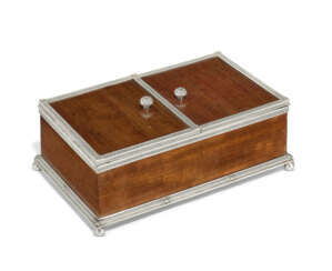 A SILVER-MOUNTED MAHOGANY CIGAR BOX