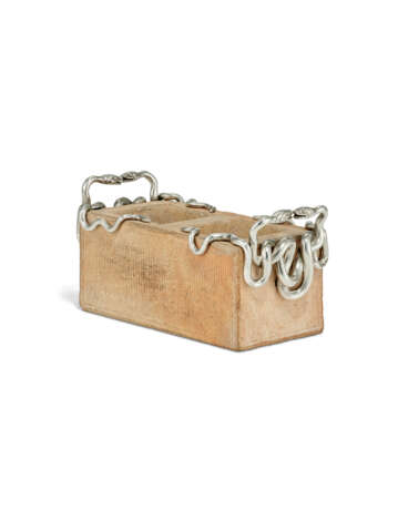 A SILVER-MOUNTED CLAY BRICK MATCH HOLDER - photo 3