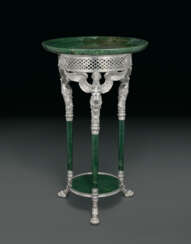 A UNIQUE AND IMPORTANT SILVER-MOUNTED NEPHRITE GUERIDON TABLE