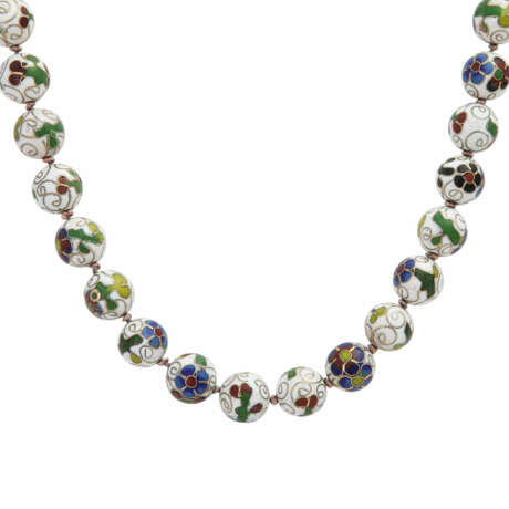 Kette aus Kugeln mit floralem Cloisonné-Email ca. 12 mm, - photo 2