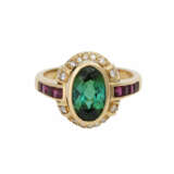Ring mit grünem Turmalin, oval fac. ca. 2,6 ct (deutl. Pleochroismus), - Foto 1