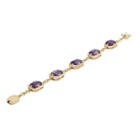 Armband mit 5 achteckigen Amethysten, ca. 12x10 mm, - Foto 3