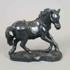 Holzfigur "Pferd" - Holz, geschnitzt, dunkel gebei…