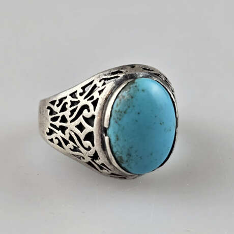 Herrenring - 925er Silber, gestempelt, breite durc… - photo 1 Herrenring - 925er Silber, gestempelt, breite durc… - photo 1