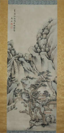 Chinesisches Rollbild - Gebirgslandschaft mit Flus… - Foto 1