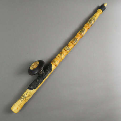 Opiumpfeife - China, Knochen / Holz, gedrechselt, … - Foto 1