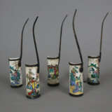 Fünf zylindrische Opiumpfeifen - China, Keramik mi… - фото 1