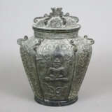 Deckelvase - tibetochinesisch, Metall bronziert, B… - фото 1