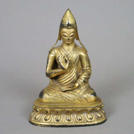 Figur des Lama Tsongkhapa - sinotibetisch, Bronze,… - Foto 1 Figur des Lama Tsongkhapa - sinotibetisch, Bronze,… - Foto 1