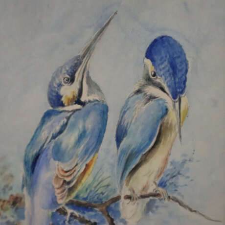Unbekannte/r Aquarellist/in - Paar Eisvögel, Aquar… - photo 2 Unbekannte/r Aquarellist/in - Paar Eisvögel, Aquar… - photo 2
