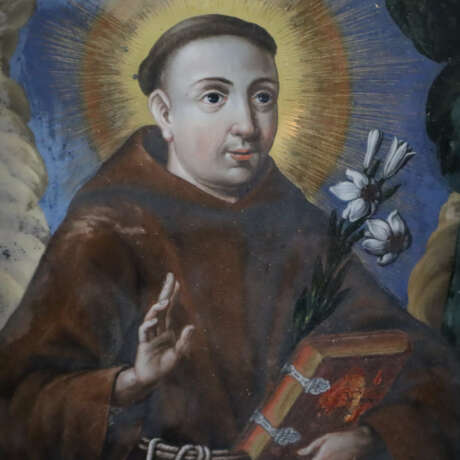 Hl. Antonius von Padua - polychrome Hinterglasmale… - photo 2 Hl. Antonius von Padua - polychrome Hinterglasmale… - photo 2