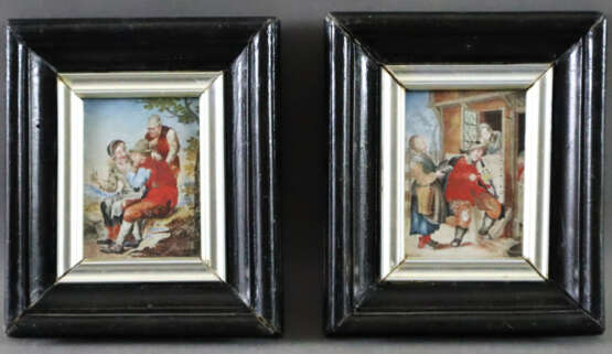 Paar Miniaturmalereien 18.Jh. - Bäuerliche Genresz… - photo 1