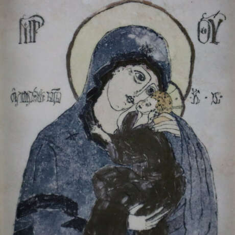 Ikone "Gottesmutter mit Kind" - polychrome Malerei… - photo 2
