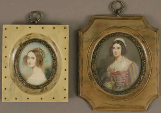 Zwei Miniaturportraits - Bildnisse nach Gemälden v… - photo 1 Zwei Miniaturportraits - Bildnisse nach Gemälden v… - photo 1