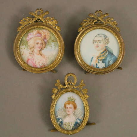 Drei Miniaturportraits - um 1900, 2x Marie-Antoine… - Foto 1