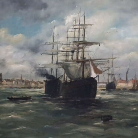 Unbekannte/r Marinemaler/in (20. Jh.) - Belebter H… - фото 2 Unbekannte/r Marinemaler/in (20. Jh.) - Belebter H… - фото 2