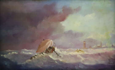 Colin, E. - Boote auf stürmischer See, Öl auf Holz…