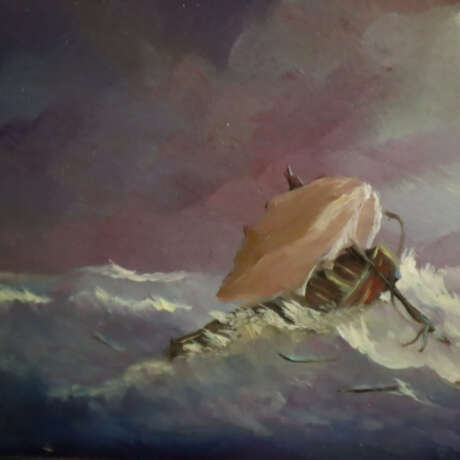 Colin, E. - Boote auf stürmischer See, Öl auf Holz… - photo 2 Colin, E. - Boote auf stürmischer See, Öl auf Holz… - photo 2