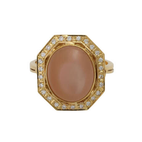 Ring mit ovalem Mondstein, c. 9 ct, - фото 1