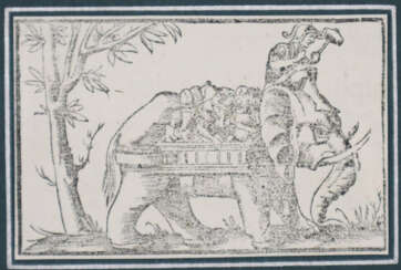 Buchillustration "Kriegselefant" - Holzschnitt aus…