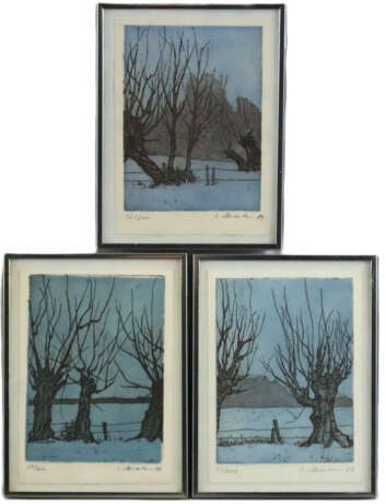 Abraham, E. (20.Jh.) - Drei Winterlandschaften mit… - фото 1