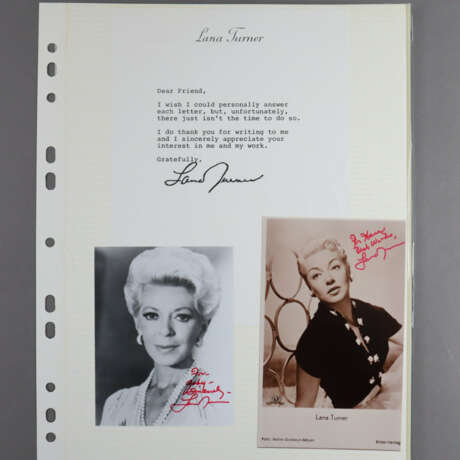 Zwei Autogramme Lana Turner - Albumseite mit zwei … - фото 1 Zwei Autogramme Lana Turner - Albumseite mit zwei … - фото 1