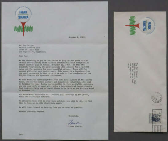 Frank Sinatra - Einladung an den Schauspieler Ray … - фото 1 Frank Sinatra - Einladung an den Schauspieler Ray … - фото 1
