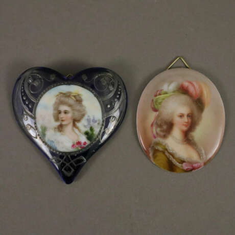 Zwei Miniaturportraits - 1x ovale Porzellanplakett… - фото 1 Zwei Miniaturportraits - 1x ovale Porzellanplakett… - фото 1