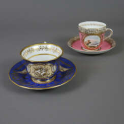 Zwei Ziertassen mit Untertassen - 19. Jh., Porzell…