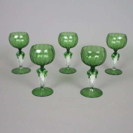 Satz von fünf filigranen Römergläsern - grünes Gla… - Foto 2 Satz von fünf filigranen Römergläsern - grünes Gla… - Foto 2