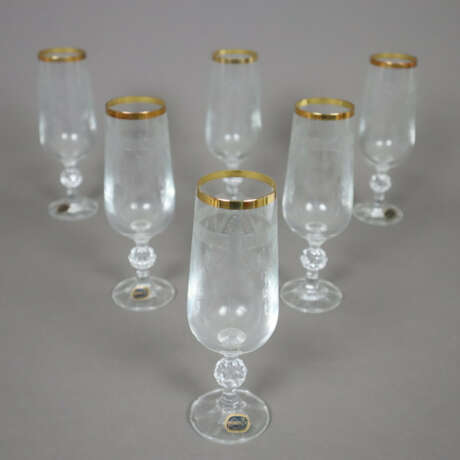 Sechs Sektflöten - 20. Jh., Bohemia Crystal, farbl… - Foto 1
