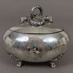 Biedermeier-Zuckerdose mit Knotengriff - Silber ge…
