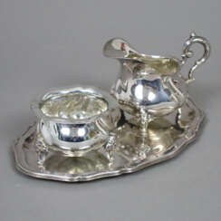 Milch und Zucker auf Presentoir - deutsch, Silber …