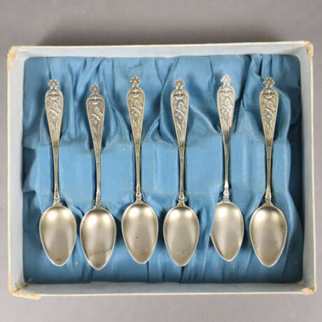 Satz von sechs Mokkalöffeln - 800er Silber, spitzo… - Foto 1 Satz von sechs Mokkalöffeln - 800er Silber, spitzo… - Foto 1