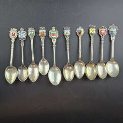 10 Andenkenlöffel - 800/835/915er Silber, gepunzt,…