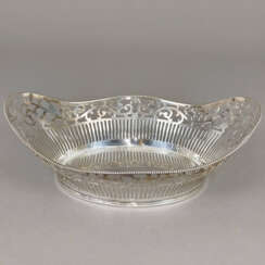 Korbschale - 835er Silber, passig ovale Form, durc…